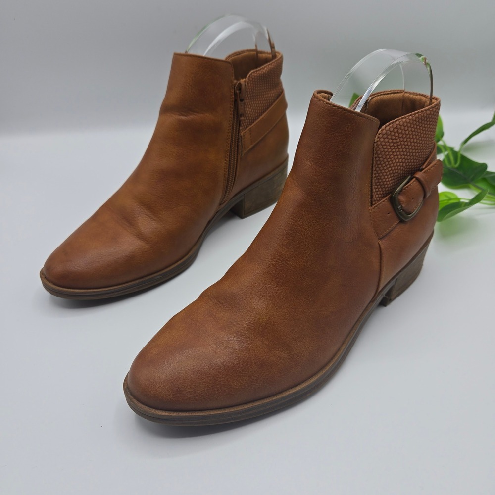 Baretraps Marconi Ankle Boots Brown Buckle Side Zip WMS 6.5M